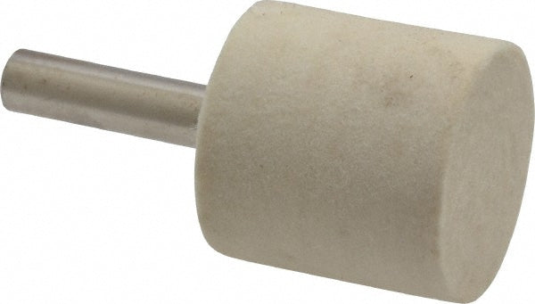 Divine Brothers B11-H Mounted Polishing Bob Cylinder Shape, 1" Max Dia, 1/4" Shank Dia, Wool Felt