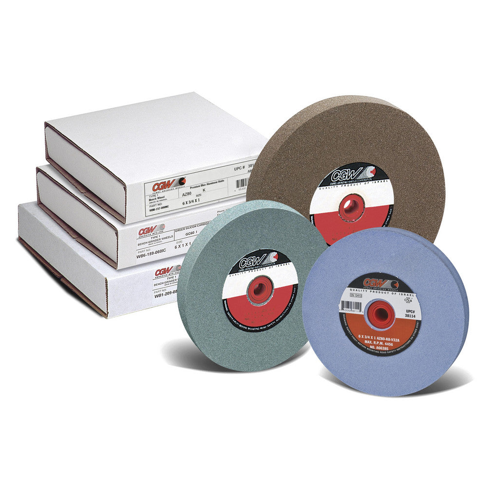 CGW Abrasives 38203 Bench & Pedestal Grinding Wheel 8" Dia, 1" Thick, 1" Hole Dia, Aluminum Oxide
