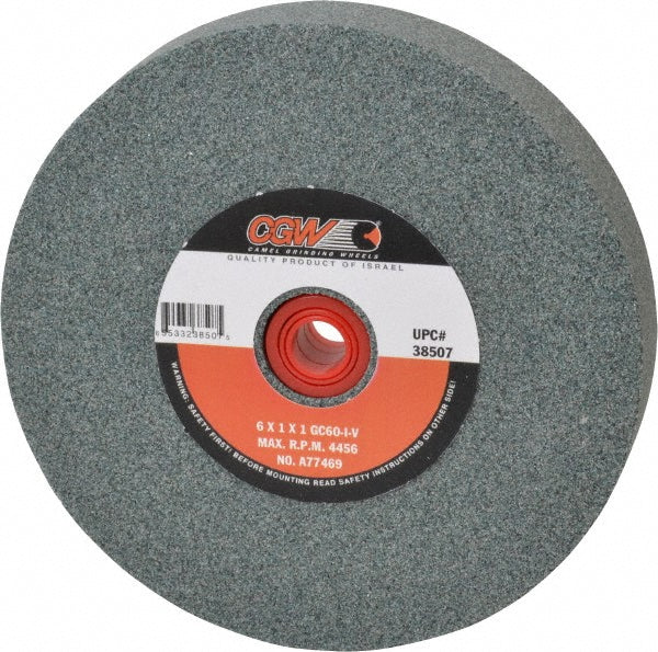 CGW Abrasives 38507 Bench & Pedestal Grinding Wheel 6" Dia, 1" Thick, 1" Hole Dia, Silicon Carbide