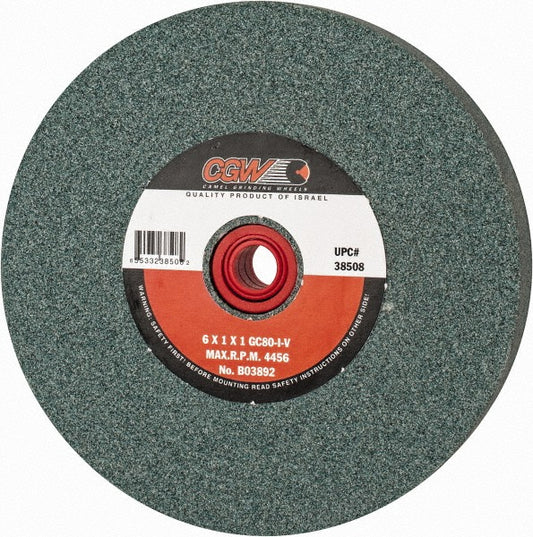 CGW Abrasives 38508 Bench & Pedestal Grinding Wheel 6" Dia, 1" Thick, 1" Hole Dia, Silicon Carbide