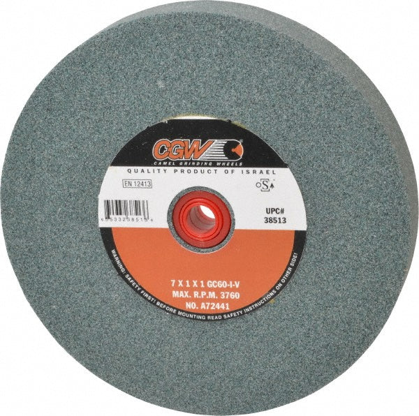 CGW Abrasives 38513 Bench & Pedestal Grinding Wheel 7" Dia, 1" Thick, 1" Hole Dia, Silicon Carbide
