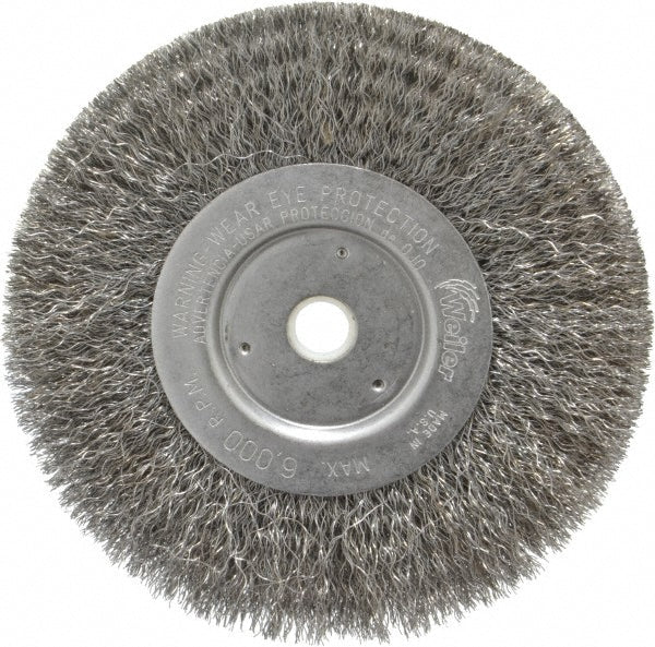 Weiler 93615 Wheel Brush 6" Wheel Dia, 3/4" Face Width, 0.0104" Wire Dia, Crimped
