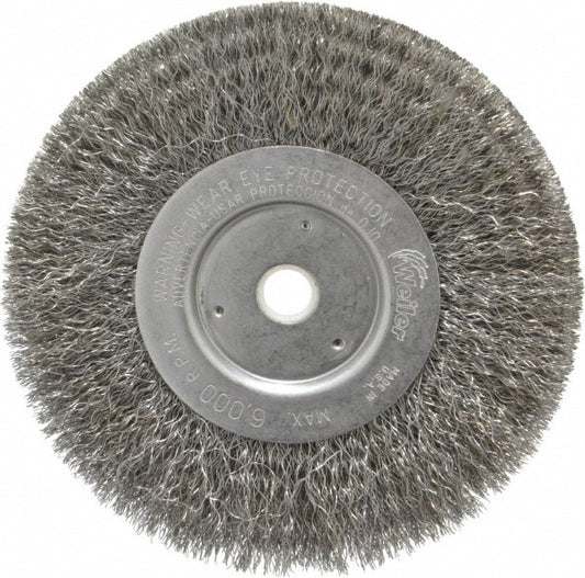 Weiler 93615 Wheel Brush 6" Wheel Dia, 3/4" Face Width, 0.0104" Wire Dia, Crimped
