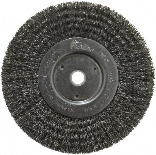 Weiler 93616 Wheel Brush 6" Wheel Dia, 3/4" Face Width, 0.0118" Wire Dia, Crimped