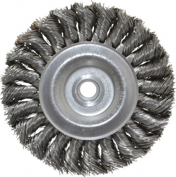 Weiler 94632 Wheel Brush 4" Wheel Dia, 1/2" Face Width, 0.0140" Wire Dia, Knotted