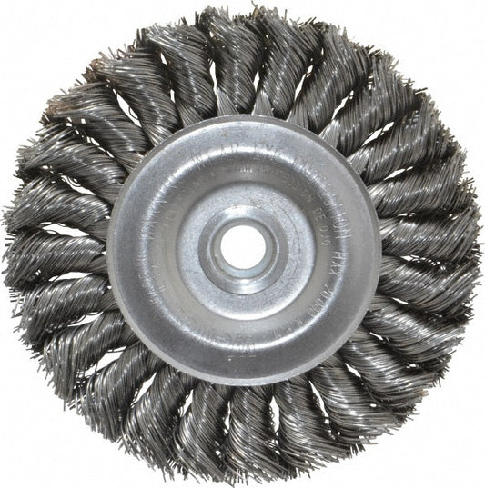 Weiler 94632 Wheel Brush 4" Wheel Dia, 1/2" Face Width, 0.0140" Wire Dia, Knotted