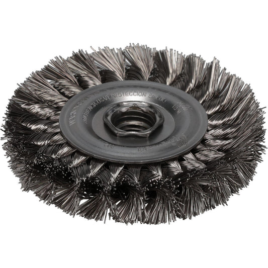 Weiler 94640 Wheel Brush 4" Wheel Dia, 1/2" Face Width, 0.0140" Wire Dia, Knotted