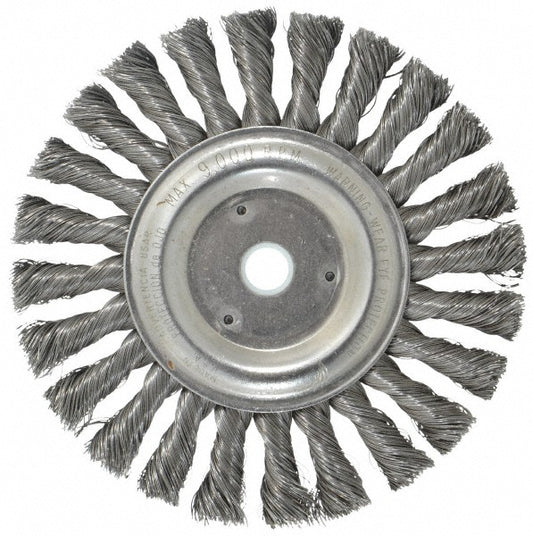 Weiler 94644 Wheel Brush 6" Wheel Dia, 1/2" Face Width, 0.0140" Wire Dia, Knotted