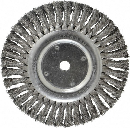 Weiler 94646 Wheel Brush 8" Wheel Dia, 5/8" Face Width, 0.0140" Wire Dia, Knotted