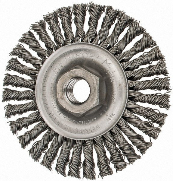 Weiler 94653 Wheel Brush 4" Wheel Dia, 3/16" Face Width, 0.0200" Wire Dia, Knotted