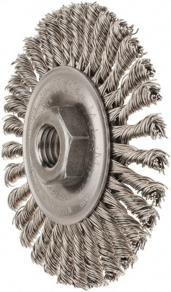 Weiler 94659 Wheel Brush 4" Wheel Dia, 3/16" Face Width, 0.0200" Wire Dia, Knotted