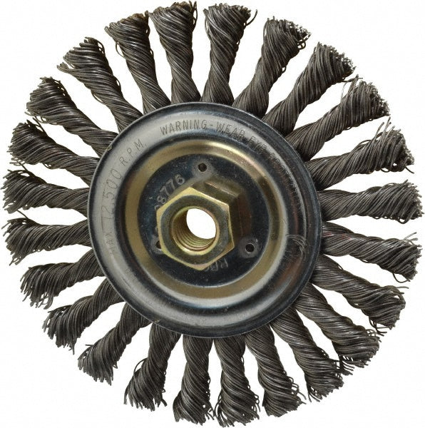 Weiler 94662 Wheel Brush 6" Wheel Dia, 1/2" Face Width, 0.0230" Wire Dia, Knotted