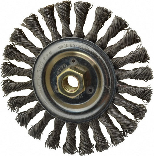 Weiler 94662 Wheel Brush 6" Wheel Dia, 1/2" Face Width, 0.0230" Wire Dia, Knotted