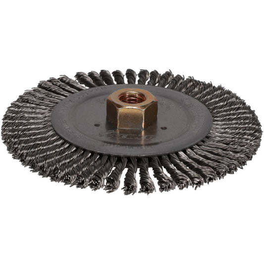 Weiler 94665 Wheel Brush 6" Wheel Dia, 3/16" Face Width, 0.0200" Wire Dia, Knotted