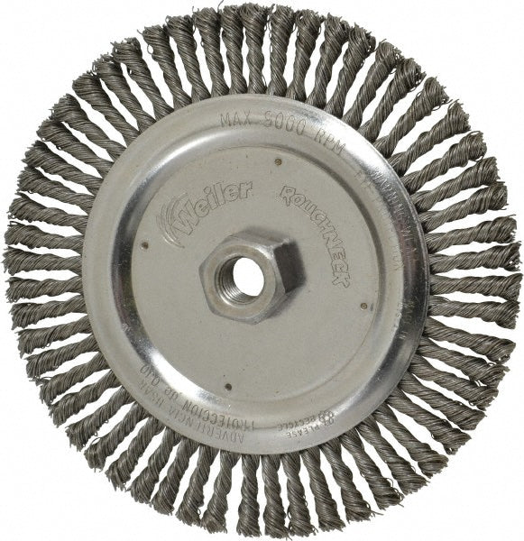 Weiler 94666 Wheel Brush 6-7/8" Wheel Dia, 3/16" Face Width, 0.0200" Wire Dia, Knotted