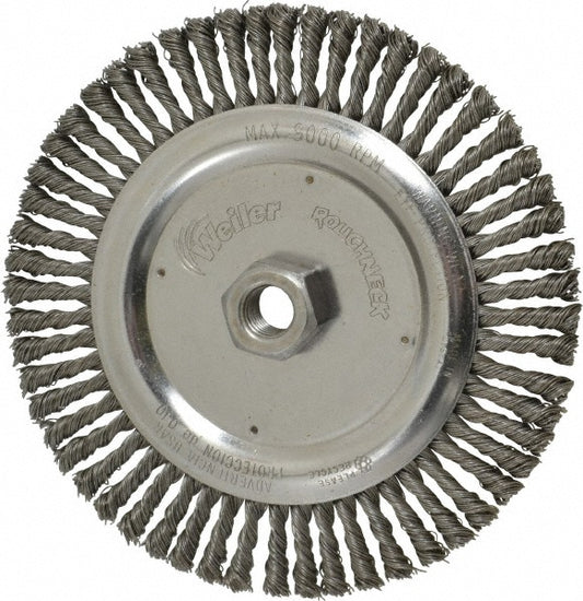 Weiler 94666 Wheel Brush 6-7/8" Wheel Dia, 3/16" Face Width, 0.0200" Wire Dia, Knotted