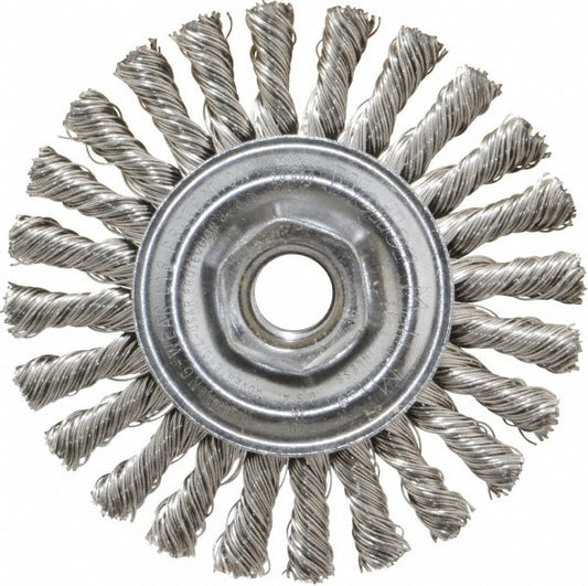 Weiler 94674 Wheel Brush 4" Wheel Dia, 1/4" Face Width, 0.0200" Wire Dia, Knotted