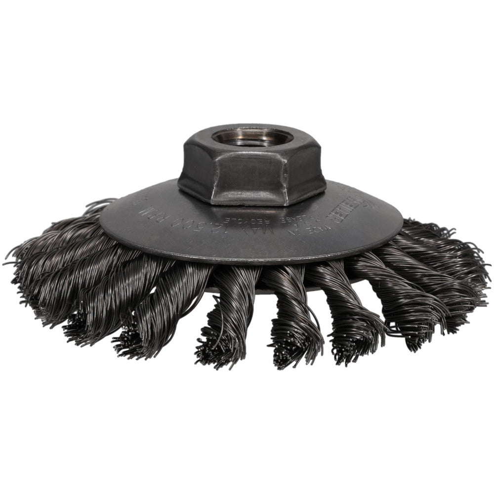Weiler 94676 Wheel Brush 4" Wheel Dia, 3/8" Face Width, 0.0140" Wire Dia, Knotted