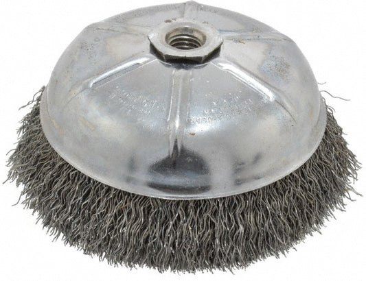 Weiler 93657 Cup Brush 6" Dia, 0.02" Wire Dia, Steel, Crimped