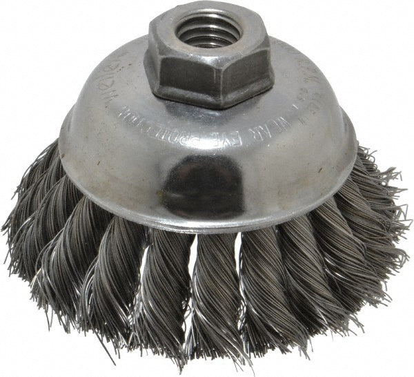 Weiler 94690 Cup Brush 3-1/2" Dia, 0.014" Wire Dia, Steel, Knotted
