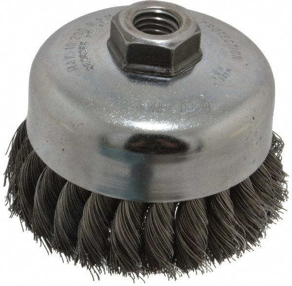 Weiler 94698 Cup Brush 4" Dia, 0.014" Wire Dia, Steel, Knotted