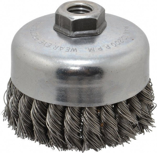 Weiler 94699 Cup Brush 4" Dia, 0.023" Wire Dia, Steel, Knotted