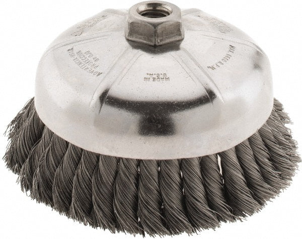 Weiler 94703 Cup Brush 6" Dia, 0.014" Wire Dia, Steel, Knotted
