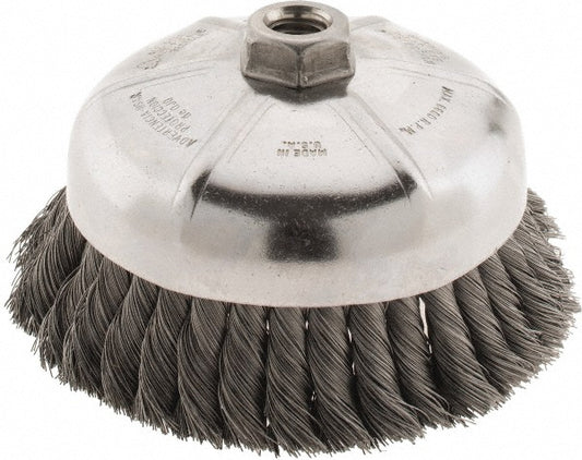 Weiler 94703 Cup Brush 6" Dia, 0.014" Wire Dia, Steel, Knotted