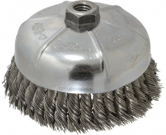 Weiler 94704 Cup Brush 6" Dia, 0.023" Wire Dia, Steel, Knotted