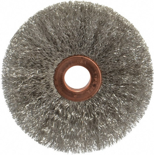 Weiler 93665 Wheel Brush 3" Wheel Dia, 5/8" Face Width, 0.0060" Wire Dia, Crimped