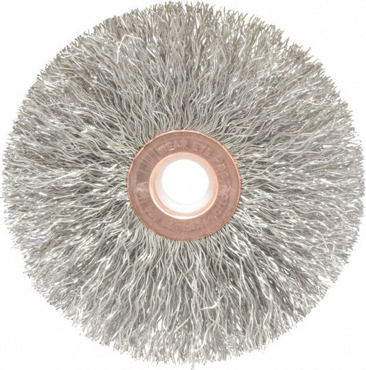 Weiler 93666 Wheel Brush 3" Wheel Dia, 5/8" Face Width, 0.0118" Wire Dia, Crimped
