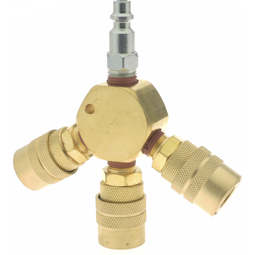 Value Collection 2642322530 Manifold 1/4" Inlet, 1/4" Outlet, 1 Inlet Port, 3 Outlet Ports, 4.5" OAL, 0.88" OAW