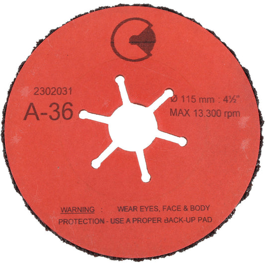 Value Collection 01-1028 Fiber Disc 4-1/2" Disc Dia, 7/8" Hole, 36 Grit, Aluminum Oxide