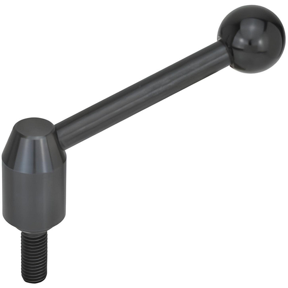 J.W. Winco 6T50A11/E Threaded Stud Adjustable Clamping Handle 3/8-16 Thread, 0.53" Hub Dia, Steel, Black