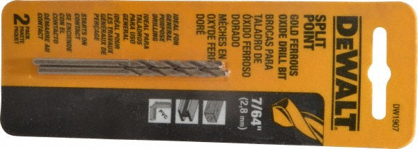 DeWALT DW1907 Mechanics Drill Bit  0.1094" Dia,  135&deg,  Cobalt & High-Speed Steel,  Straight-Cylindrical Shank,  Split Point