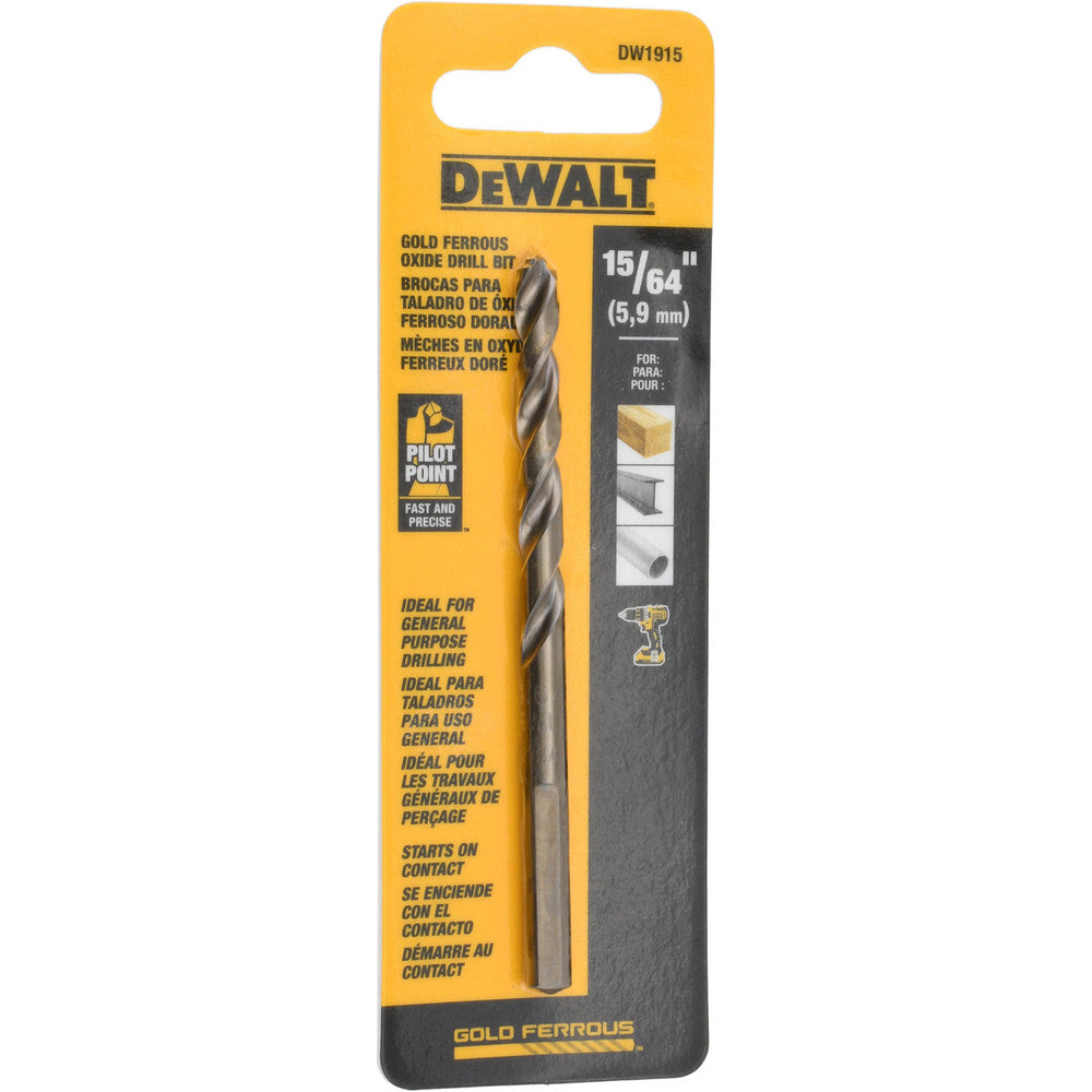 DeWALT DW1915 Mechanics Drill Bit  0.2344" Dia,  135&deg,  Cobalt,  Straight-Cylindrical Shank,  Pilot Point
