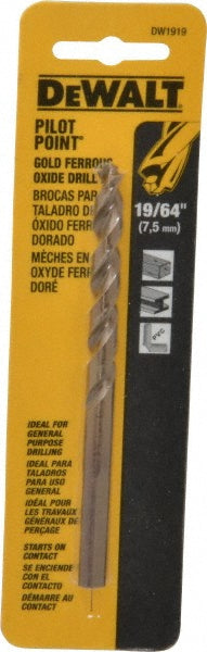 DeWALT DW1919 Mechanics Drill Bit  0.2969" Dia,  135&deg,  Cobalt,  Straight-Cylindrical Shank,  Pilot Point