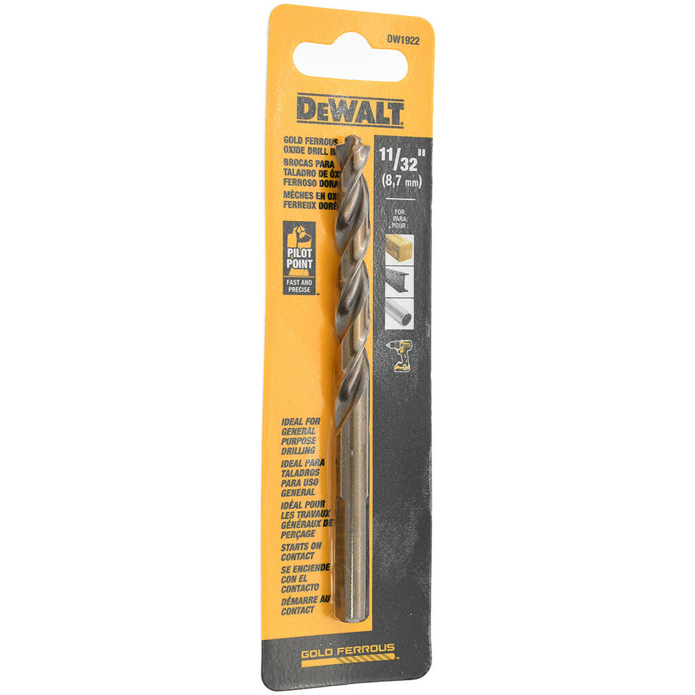 DeWALT DW1922 Mechanics Drill Bit  0.3438" Dia,  135&deg,  Cobalt,  Straight-Cylindrical Shank,  Pilot Point