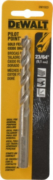 DeWALT DW1923 Mechanics Drill Bit  0.3594" Dia,  135&deg,  Cobalt,  Straight-Cylindrical Shank,  Pilot Point