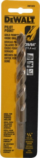 DeWALT DW1929 Reduced Shank Drill Bit 29/64'' Dia, 3/8'' Shank Dia, 135 °, High Speed Steel