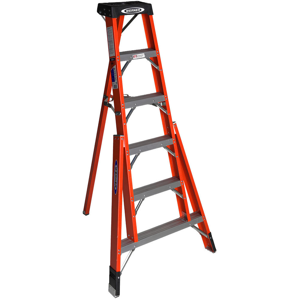 Werner FTP6206 6 Step Fiberglass Foldable Step Ladder Type IA 300 lb Capacity 6' Height