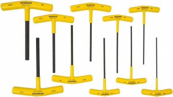 Bondhus 15238 10 Piece T-Handle Cushion Grip Hex Key Set