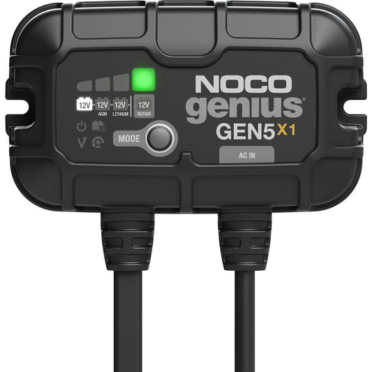 Noco GEN5X1 Automotive Battery Chargers & Jump Starters Battery Charger Type Battery Maintainer Ring Terminal Set  Amperage Rating 5  Voltage 120-240V AC  Overall Width 7  Overall Height 5.16in  Overall Depth 5.16in