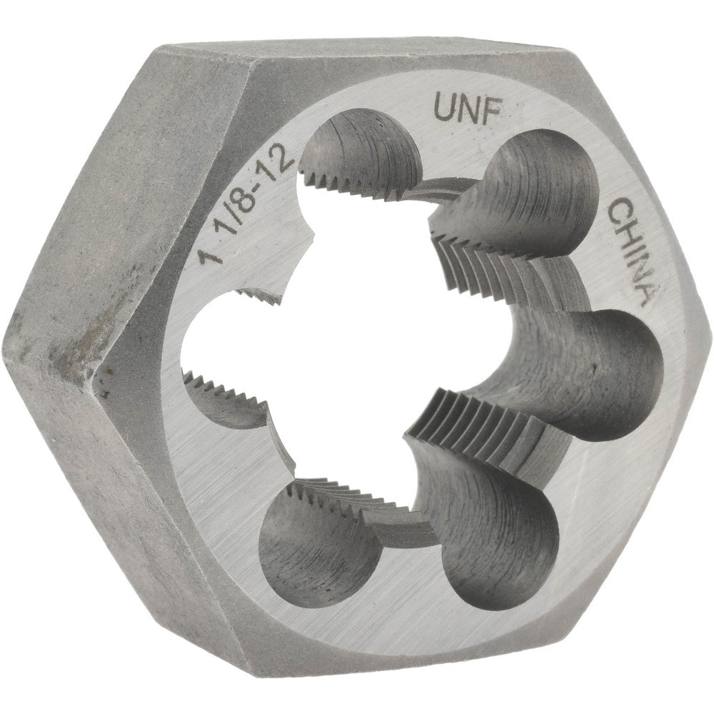 Value Collection 365-1082 Hex Rethreading Die 1-1/8 - 12, 1" Thick, Right Hand, 2" Hex, Carbon Steel