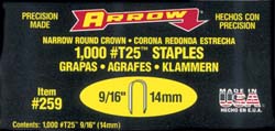 Arrow 259 Galvanized Steel Cable Staple 9/16" Leg Length