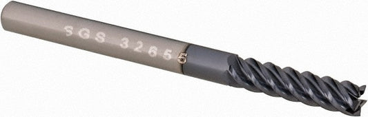 Kyocera SGS Precision Tools 32655 Square End Mill 1/8" Dia, 1/2" LOC, 5 Flute, Solid Carbide