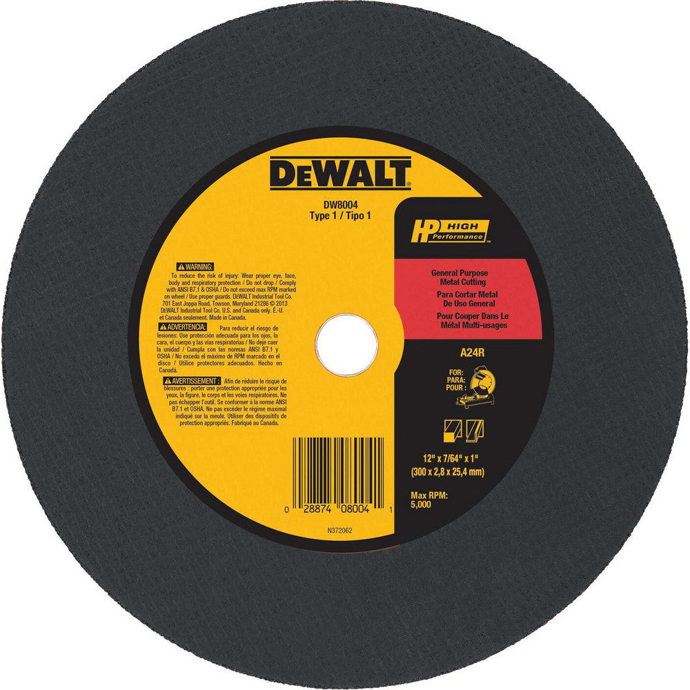 DeWALT DW8004 Cut-Off Wheel  Type 1 (01/41),  12" Dia,  Aluminum Oxide
