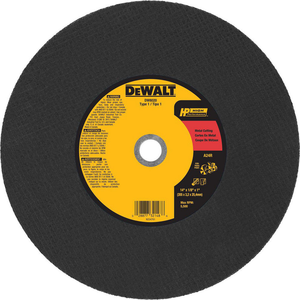 DeWALT DW8020 Cut-Off Wheel  Type 1 (01/41),  14" Dia,  Aluminum Oxide