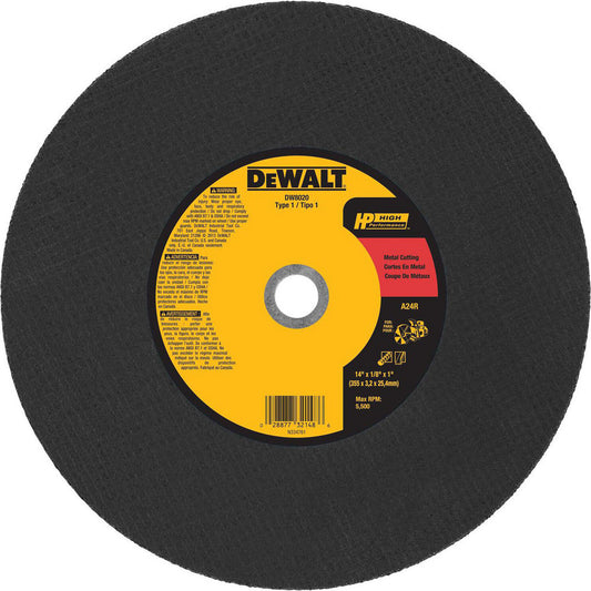 DeWALT DW8020 Cut-Off Wheel  Type 1 (01/41),  14" Dia,  Aluminum Oxide