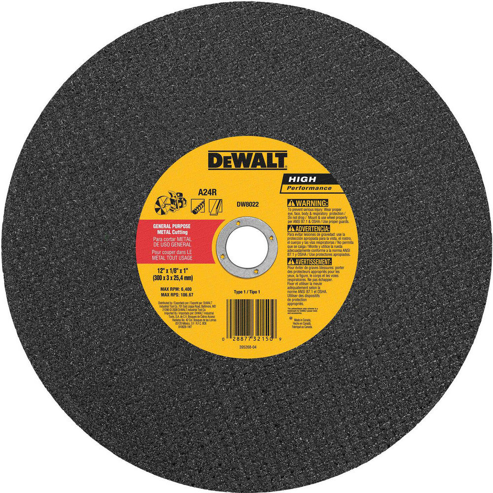 DeWALT DW8022 Cut-Off Wheel  Type 1 (01/41),  12" Dia,  Aluminum Oxide